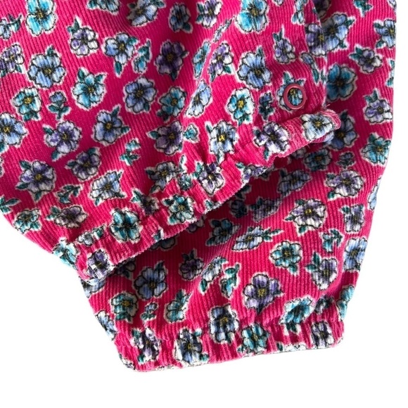 VTG 90’s OshKosh B’Gosh Pink Corduroy Floral Jumper Button-Up Embroidered Collar - Picture 9 of 14